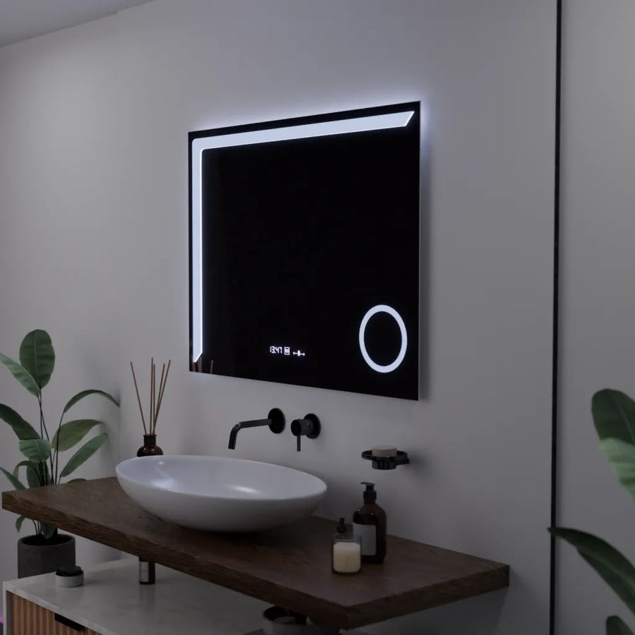 Oglinda LED Rectangulara, 80x60cm, Precision MotionGlow Marcello, Sistem Dezaburire, Ceas & Termometru, Lupa Cosmetica, Dimabila Oglinzi Marcello Default Title Alessandro Design