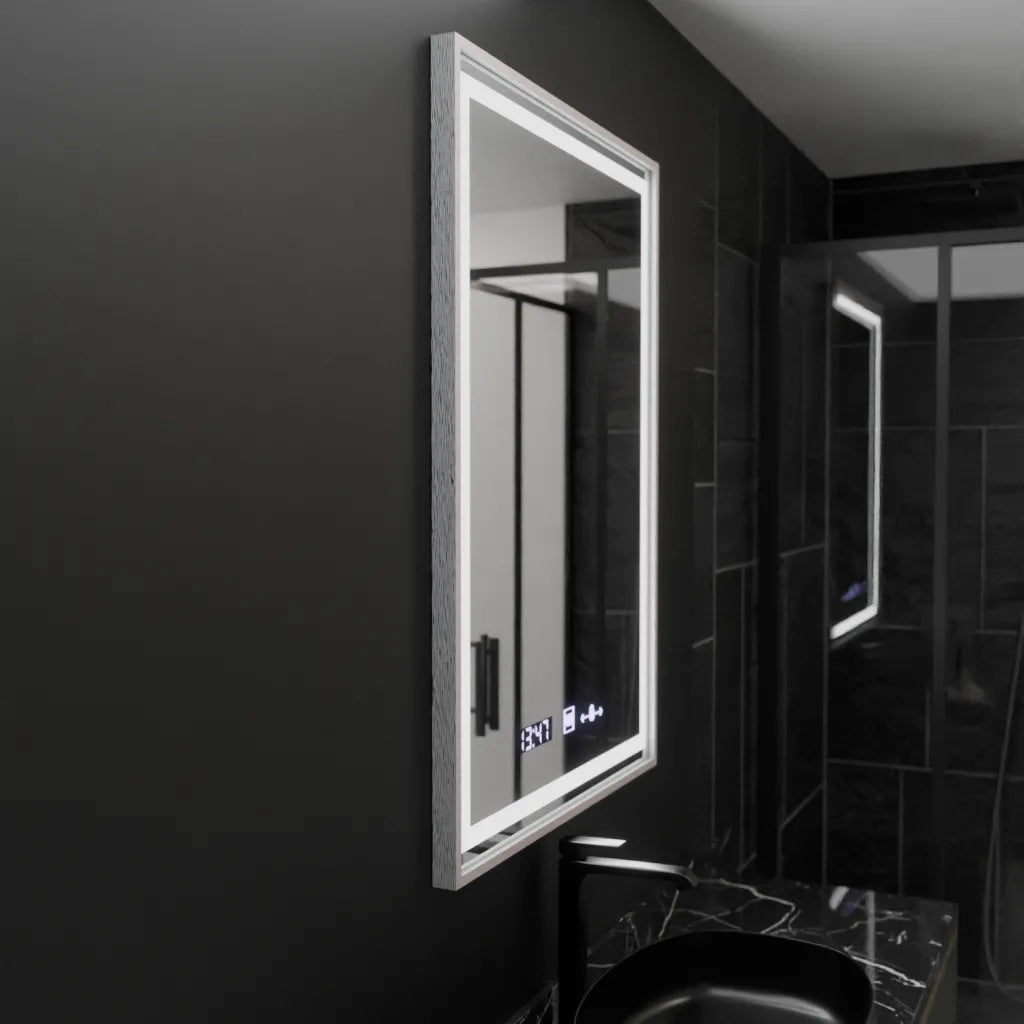 Oglinda LED Rectangulara, 60x80cm, Verite Imperial Silver Motion Glow Marcello, Sistem Dezaburire, Ceas & Termometru, Dimabila Oglinzi Marcello Default Title Alessandro Design