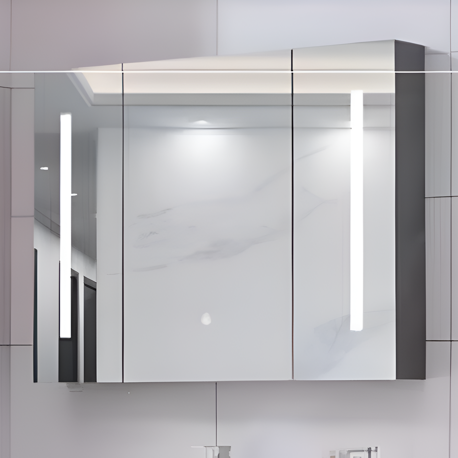 Oglinda LED cu Dulap AXEN 100x70 cm Alb Banda Verticala si Senzor Touch Oglinzi Dulap Default Title Alessandro Design