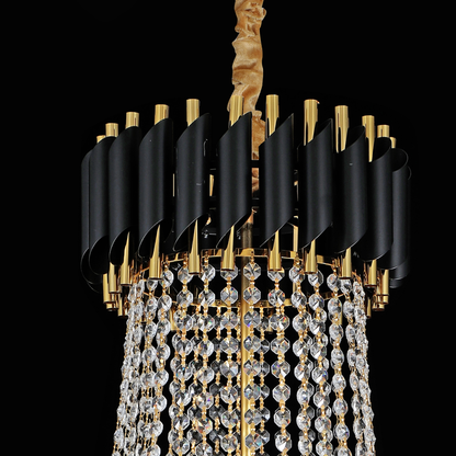 Candelabru Cristal CC900/800X1200, 23xE14, Diametru 80cm, Inaltime 120cm, Auriu Lucios si Negru, Inaltime Reglabila, Design Elegant Candelabre Cristal Default Title Alessandro Design