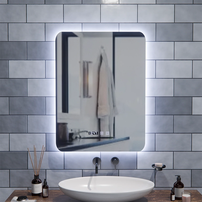 Oglinda LED Dreptunghiulara ARTAR Touch, 60X80cm, Sistem Dezaburire, Dimabila, Ceas si Temperatura, Lumina Calda Neutra Rece 3000K/4000K/6000K