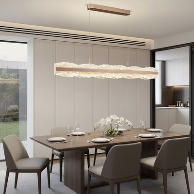 Lustra LED suspendata cu telecomanda NIVALIS 55W, Lungime 120cm, lumina Rece/Calda/Neutra, Dimabila,Inaltime Reglabila, Auriu