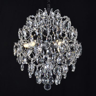 Candelabru Cristal CRYSTARA Nobile, 5x E14, Diametru 40cm, Crom Lucios