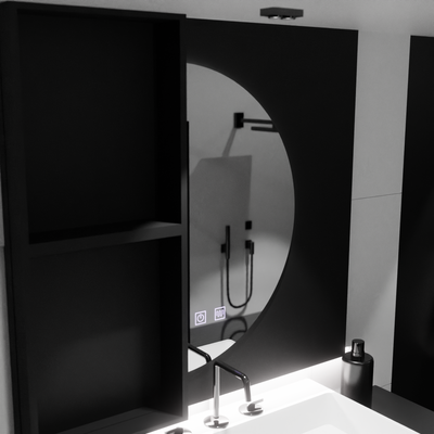 Oglinda LED Semiluna 50x100cm, Arcuat Touch, Sistem Dezaburire, Dimabila