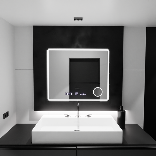 Oglinda LED Rectangulara, 80x60cm, Riflesso MotionGlow Marcello, Sistem Dezaburire, Ceas & Termometru, Lupa Cosmetica, Dimabila Oglinzi Marcello Default Title Alessandro Design
