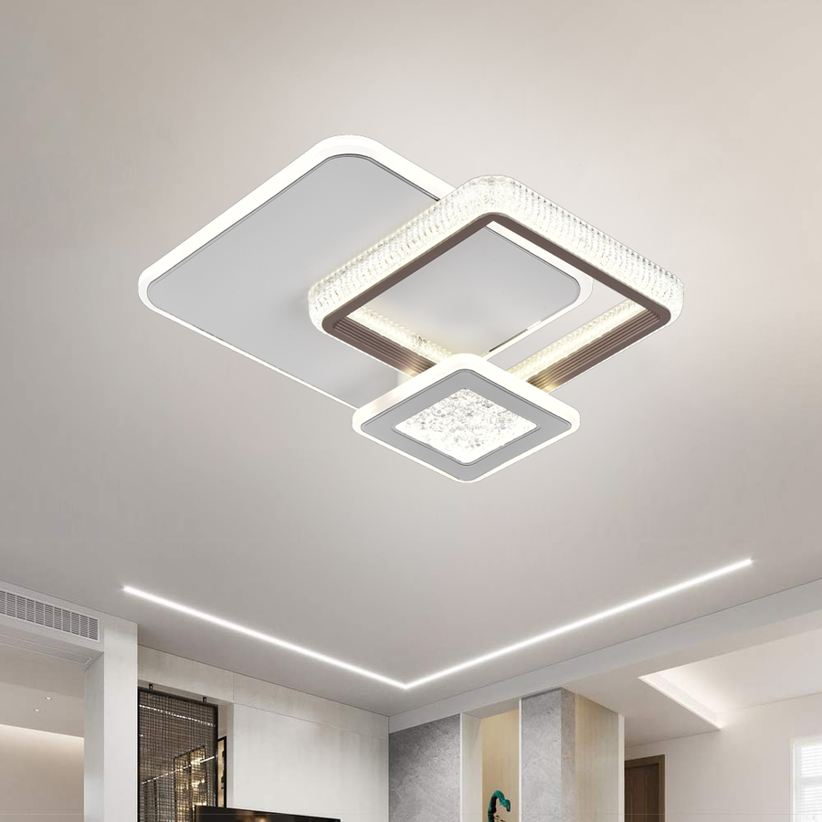 Lustra LED NYXORA 51W, 3 Patrate, lumina Rece/Calda/Neutra, Alb Lustre LED Default Title Alessandro Design
