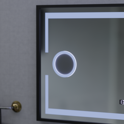 Oglinda LED Senzor MotionGlow Domingo cu functie Dezaburire Termometru Ceas 120x65 cm Lumina Rece/Calda/Neutra Dimabila, Rama Negru Brushed, colectia Marcello Funghi Oglinzi Marcello Default Title Alessandro Design