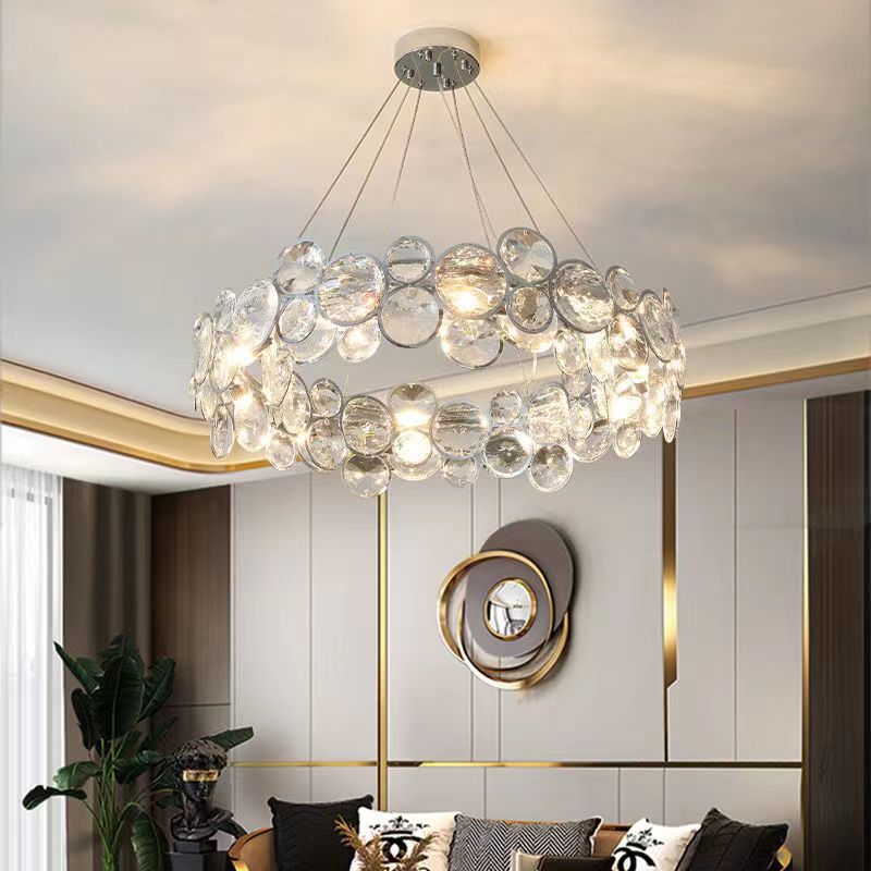 Candelabru Cristal Angelica 6XE14 Argintiu, Diametru 49cm, Inaltime Reglabila Candelabre Moderne Default Title Alessandro Design