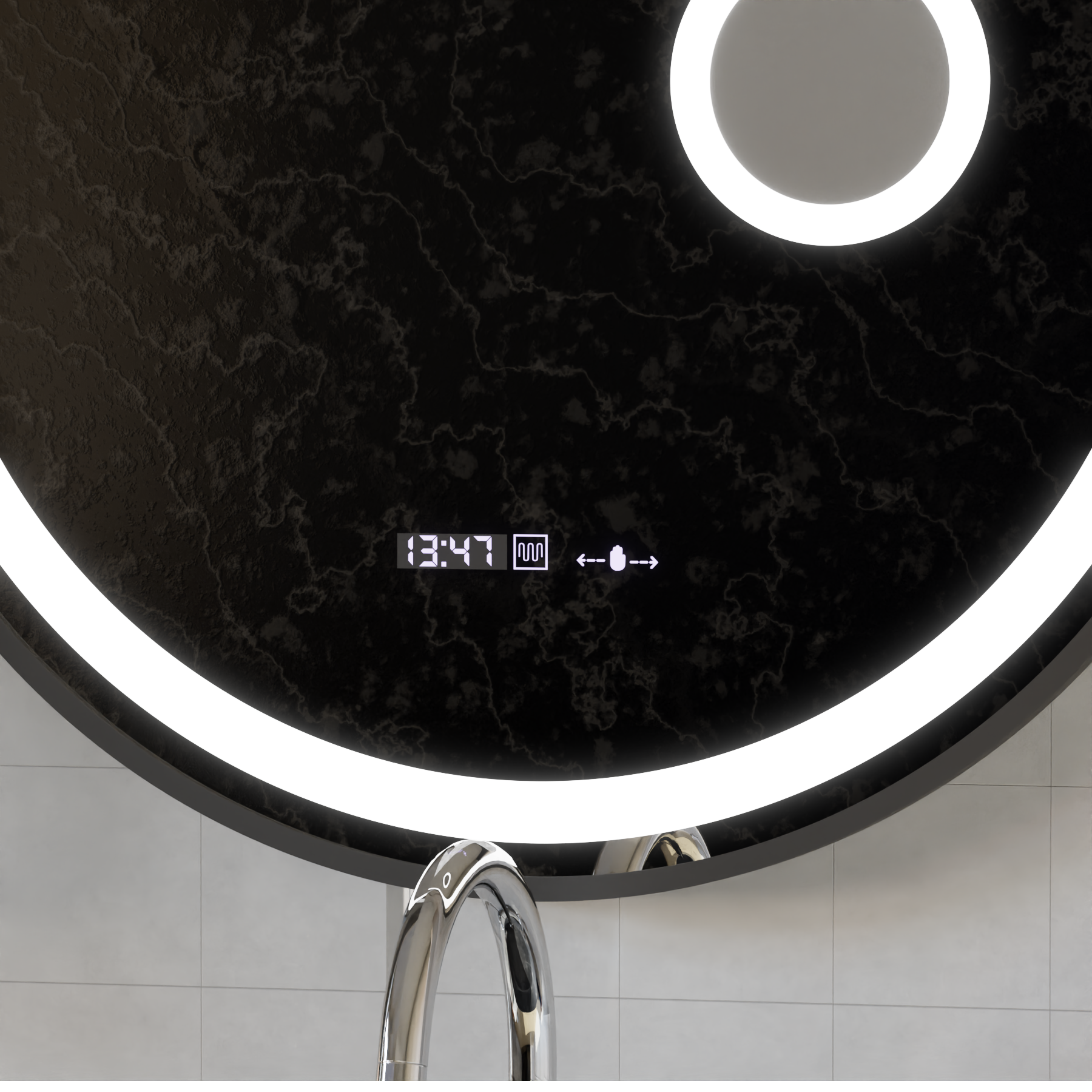 Oglinda LED Rotunda, 11W, 60cm, Micah Senzor MotionGlow Marcello, Sistem Dezaburire, Ceas & Termometru, Lupa Cosmetica, Dimabila Oglinzi Marcello Default Title Alessandro Design