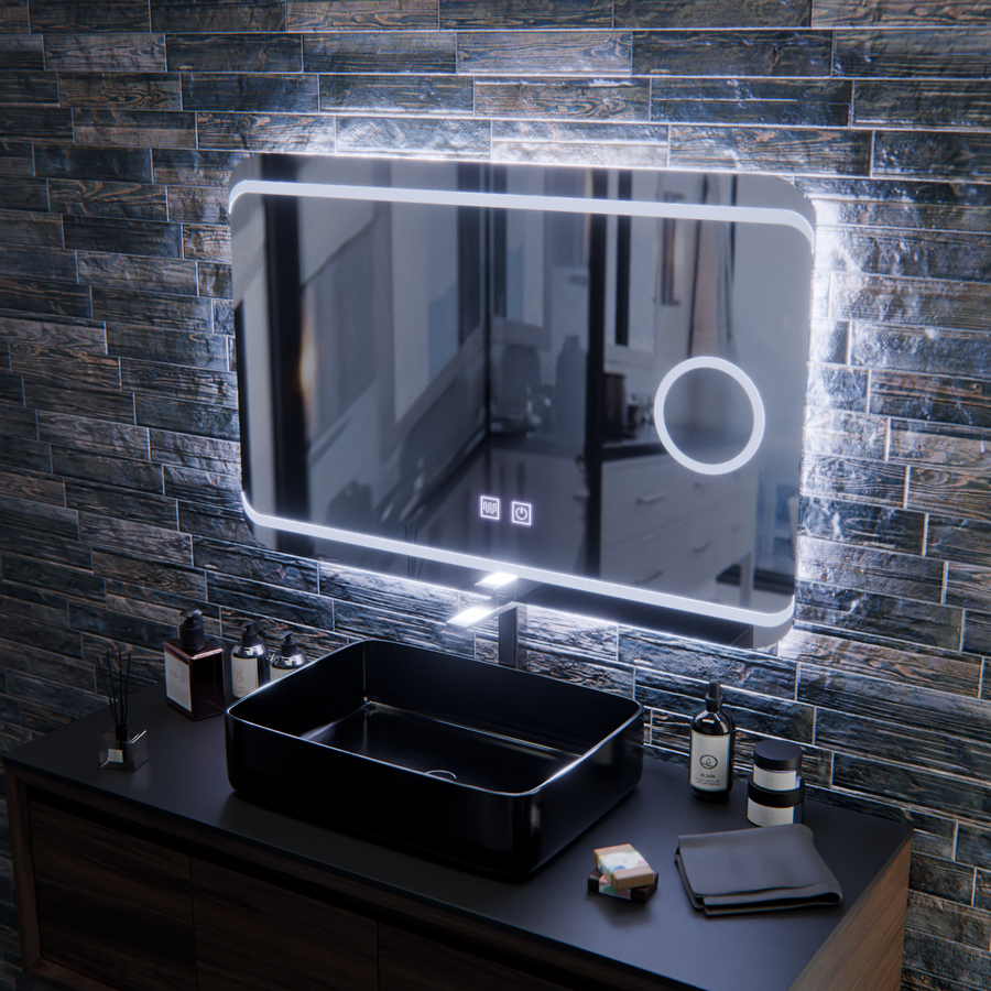 Oglindă LED E30S/65X45, Touch si Funcție Dezaburire, Lumina Cosmetică, 65x45cm, Lumina Rece 6000K Oglinzi Korman E Default Title Alessandro Design