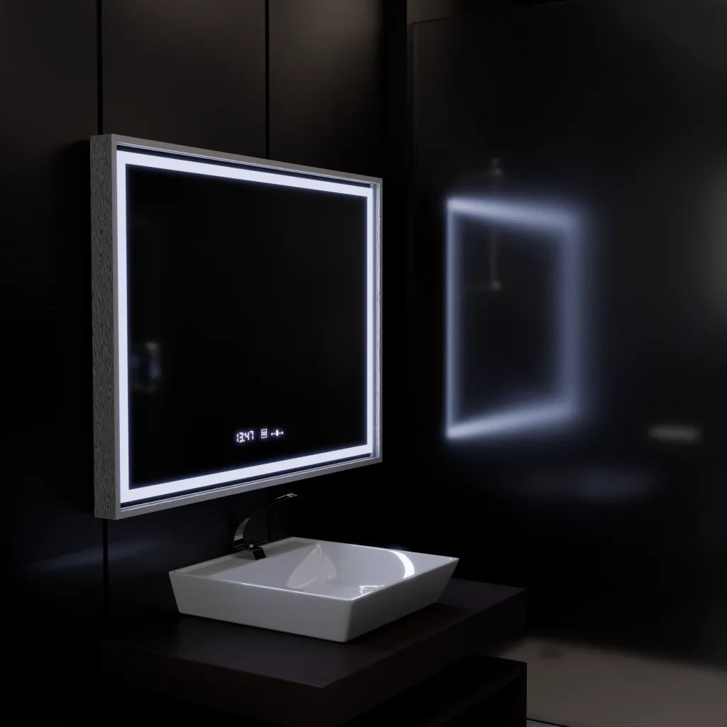 Oglinda LED Rectangulara, 80x60cm, Verite Imperial Silver Motion Glow Marcello, Sistem Dezaburire, Ceas & Termometru, Dimabila Oglinzi Marcello Default Title Alessandro Design