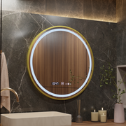 Oglinda LED Rotunda, 80cm, Celeste Royale Gold MotionGlow Marcello, Sistem Dezaburire, Ceas & Termometru, Dimabila Oglinzi Marcello Default Title Alessandro Design