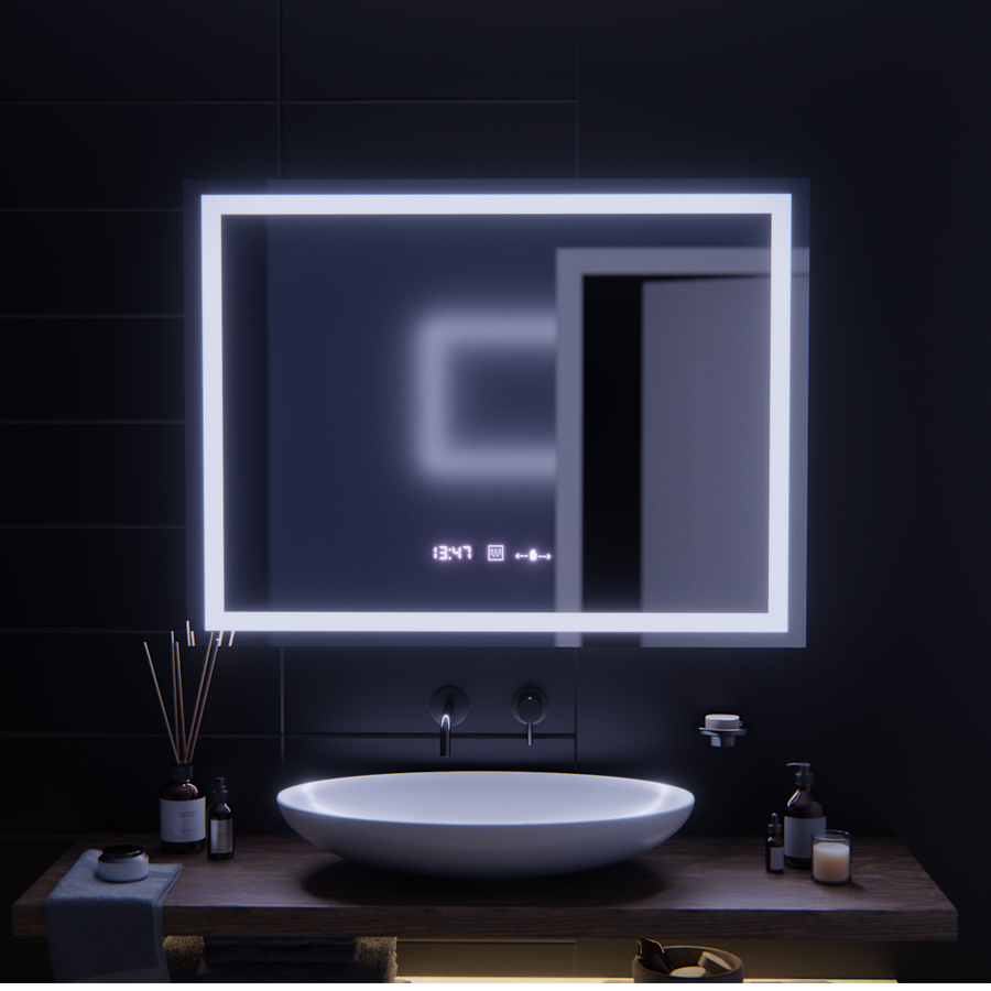 Oglinda LED Rectangulara, 100x75cm, Verite MotionGlow Marcello, Sistem Dezaburire, Ceas & Termometru, Dimabila Oglinzi Marcello Default Title Alessandro Design