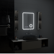 Oglinda LED Touch Ulrich Sistem Dezaburire, Ceas si Temperatura 75x90 cm Rama Negru Brushed Lupa Cosmetica Oglinzi Korman S Default Title Alessandro Design
