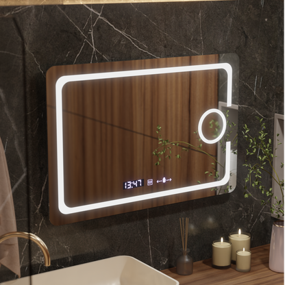 Oglinda LED Rectangulara, 110x75cm, Eclat MotionGlow Marcello, Sistem Dezaburire, Ceas & Termometru, Lupa Cosmetica, Dimabila Oglinzi Marcello Default Title Alessandro Design