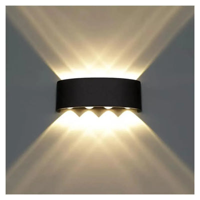 Aplica LED Fantas de Exterior si Interior, 8 Surse x 1W, IP65, Metalic, Negru, 3000K