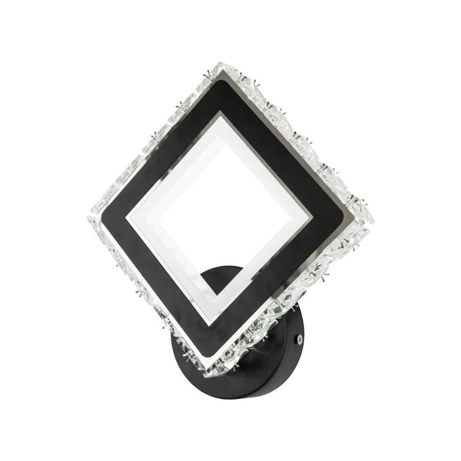 Aplica LED TERRANO cu Cristale, Patrat, 24W, Lumina Rece/Calda/Neutra, Negru & Inox Aplice de Interior Default Title Alessandro Design
