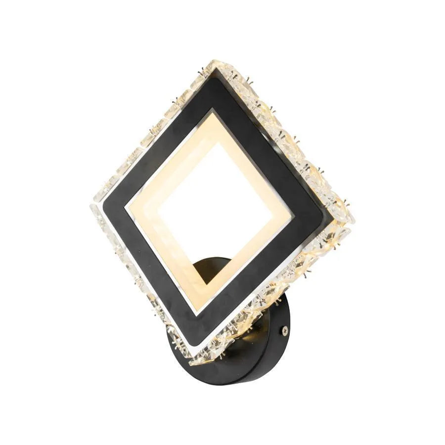 Aplica LED TERRANO cu Cristale, Patrat, 24W, Lumina Rece/Calda/Neutra, Negru & Inox Aplice de Interior Default Title Alessandro Design