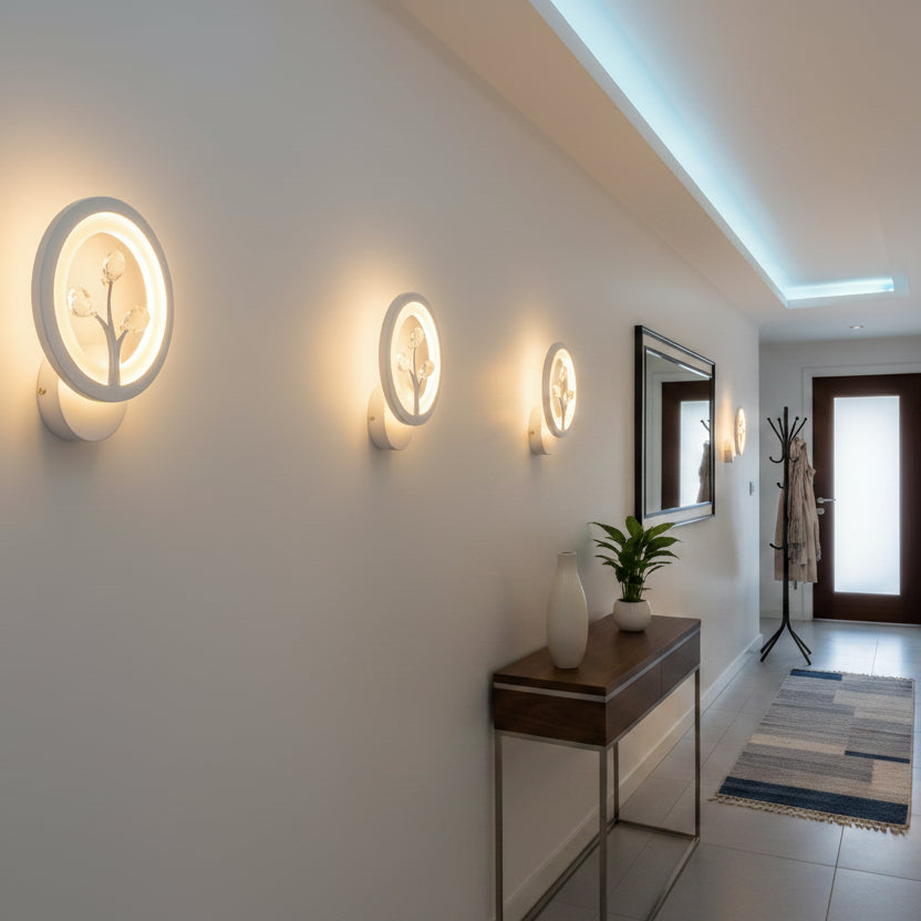 Aplica LED DAISY, 14W, Lumina Rece/Calda/Neutra, Alb cu Cristal Aplice de Interior Default Title Alessandro Design