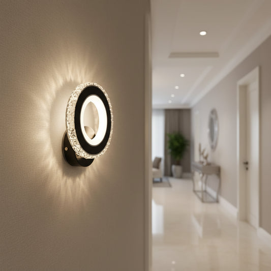 Aplica LED NOVA Rotonda, 16W, Negru & Inox, lumina Calda/Rece/Neutra Aplice de Interior Default Title Alessandro Design