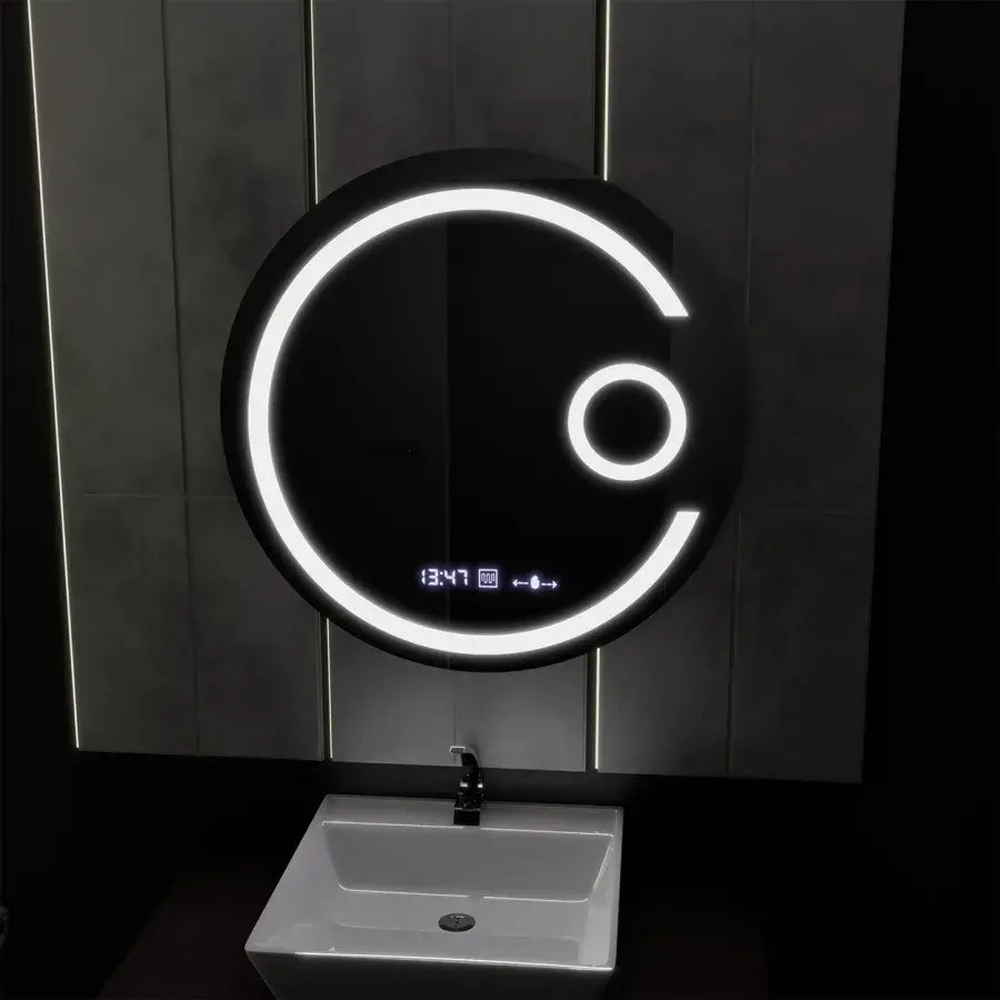 Oglinda LED Rotunda, 60cm, Visio MotionGlow Marcello, Sistem Dezaburire, Ceas & Termometru, Lupa Cosmetica, Dimabila Oglinzi Marcello Default Title Alessandro Design