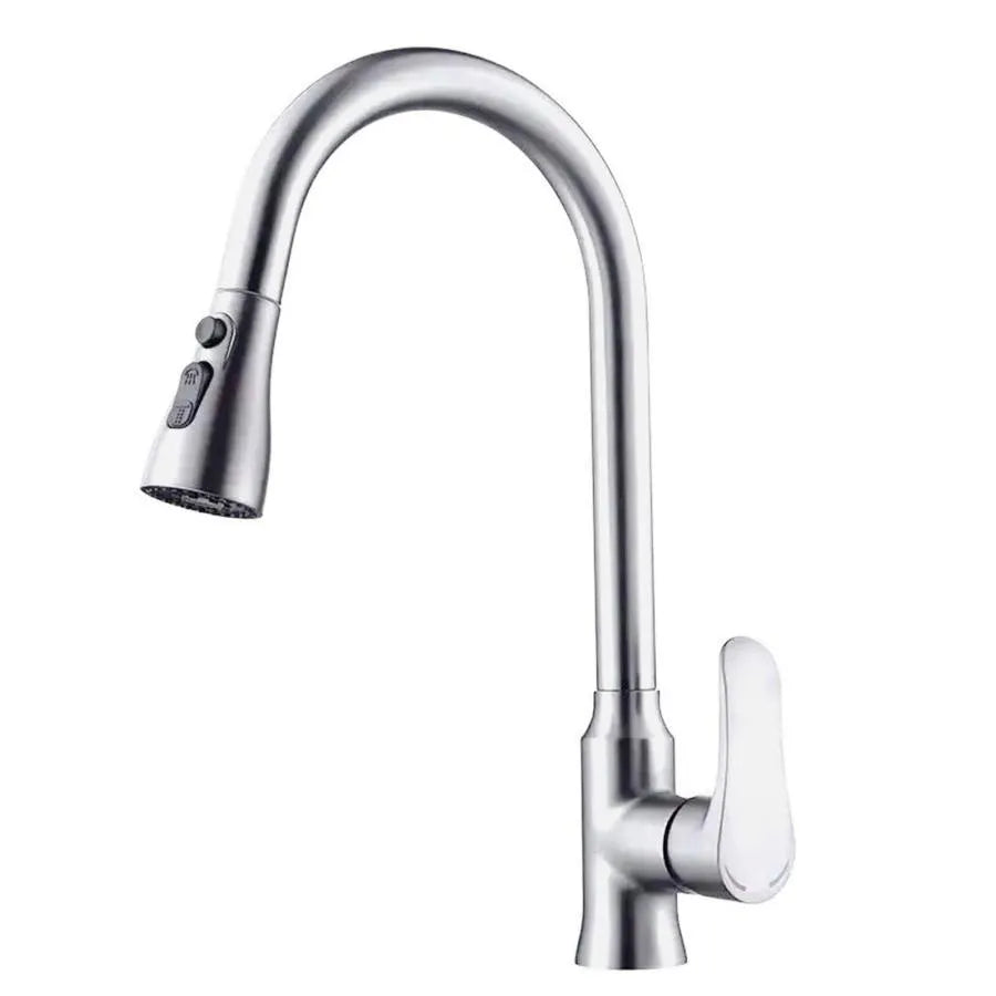 Baterie Bucatarie cu Dus Extractibil Inox Argintiu ZY1014 Baterii de Bucatarie Default Title Alessandro Design