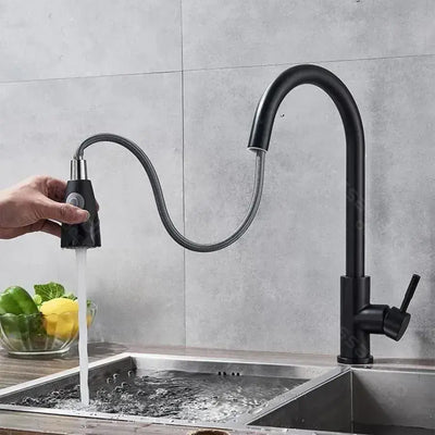 Baterie Bucatarie cu Dus Extractibil, Inox SUS304, Negru, CF018BK