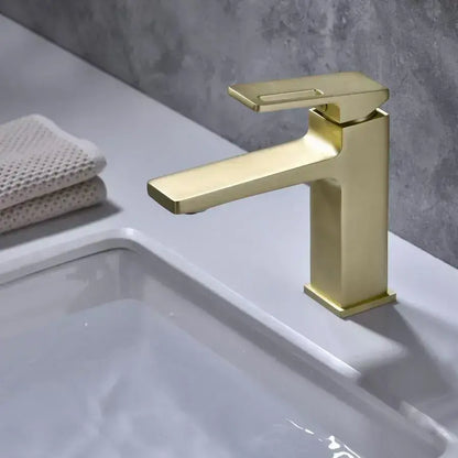 Baterie Lavoar Monocomanda Cartus Ceramic Alama Sanitara Auriu Satin Racorduri si Kit Fixare Incluse 9807D Baterii de Baie Default Title Alessandro Design
