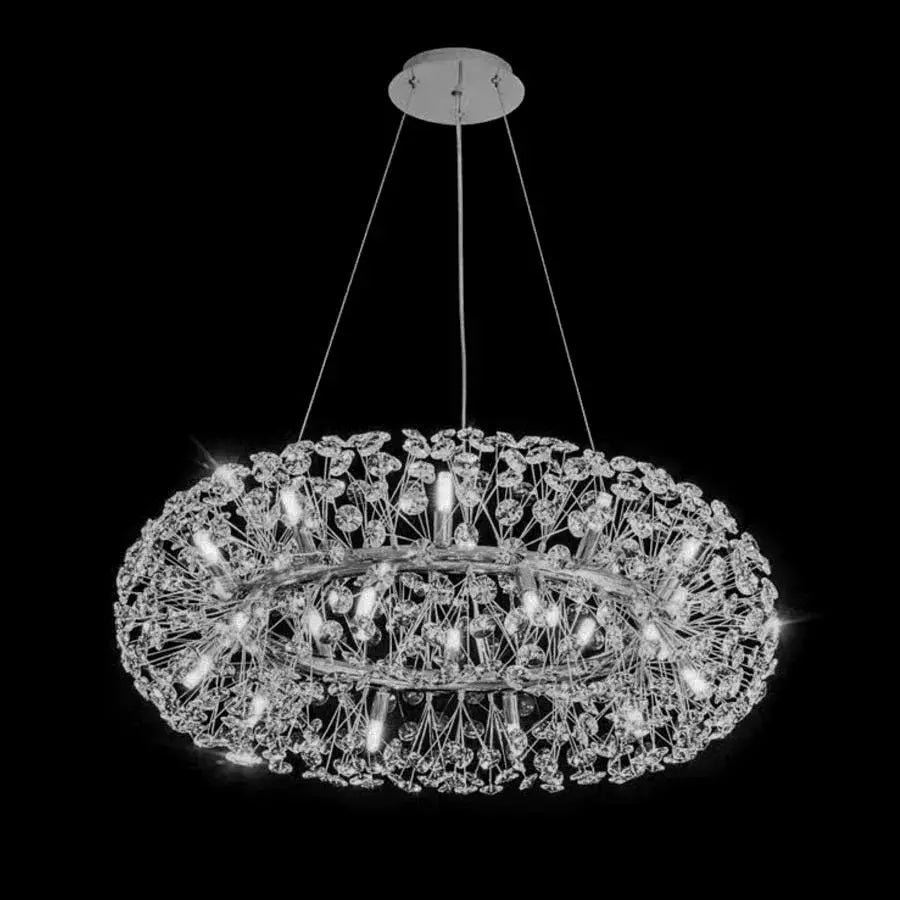 Candelabru Cristal MINUET 12x G9, Diametru 60cm, Argintiu Lucios, Inaltime Reglabila Candelabre Cristal Default Title Alessandro Design