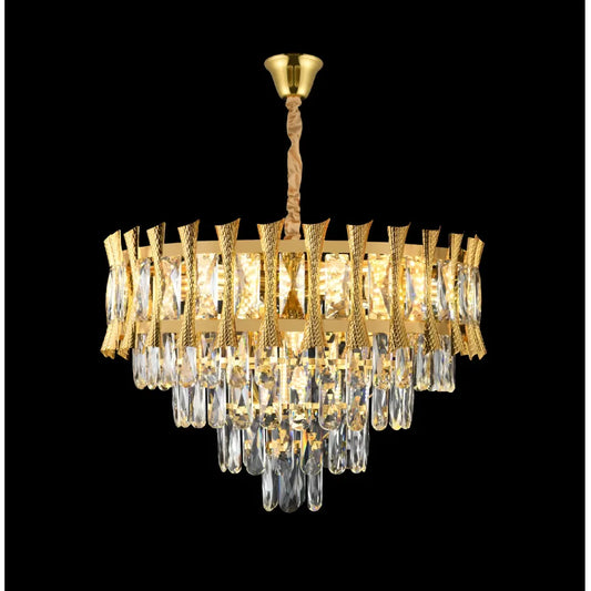 Candelabru Cristal HAMPTON Magno 8x E14, Diametru 60cm, Auriu Lucios, Inaltime Reglabila Candelabre Cristal Default Title Alessandro Design
