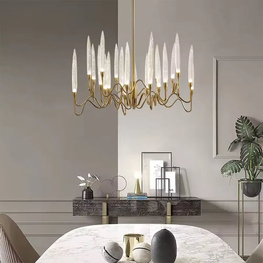 Candelabru Cristal Delta 12XG4 Auriu Candelabre Moderne Default Title Alessandro Design