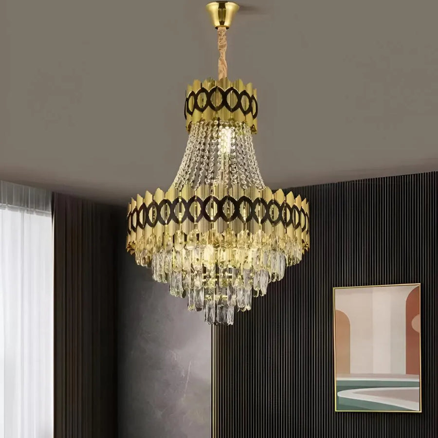 Candelabru Cristal Evangeline Auriu Negru 10XE14 Inaltime Reglabila Candelabre Cristal Default Title Alessandro Design