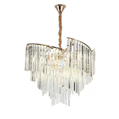 Candelabru Cristal TRIANON Magno 10x E27, Diametru 56cm, Auriu Lucios, Inaltime Reglabila