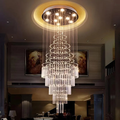 Candelabru Cristal LED 80W AUGUSTA Auriu, Diametru 50cm, Inaltime 200cm, Model Scara Candelabre Cristal Default Title Alessandro Design