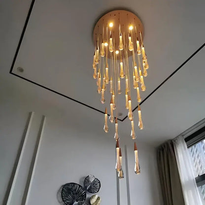 Candelabru Cristal LED Suspendat, 39W, Iustinian, Diametru 60cm, Inaltime Reglabila, Auriu, Metal si Cristal Candelabre Cristal Default Title Alessandro Design