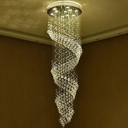 Candelabru Cristal LED 13 xGU10 Meili Crom, Diametru 80cm, Inaltime 240cm, Model Scara Candelabre Cristal Default Title Alessandro Design