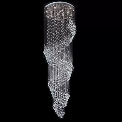 Candelabru Cristal LED 13 xGU10 Meili Crom, Diametru 80cm, Inaltime 240cm, Model Scara Candelabre Cristal Default Title Alessandro Design