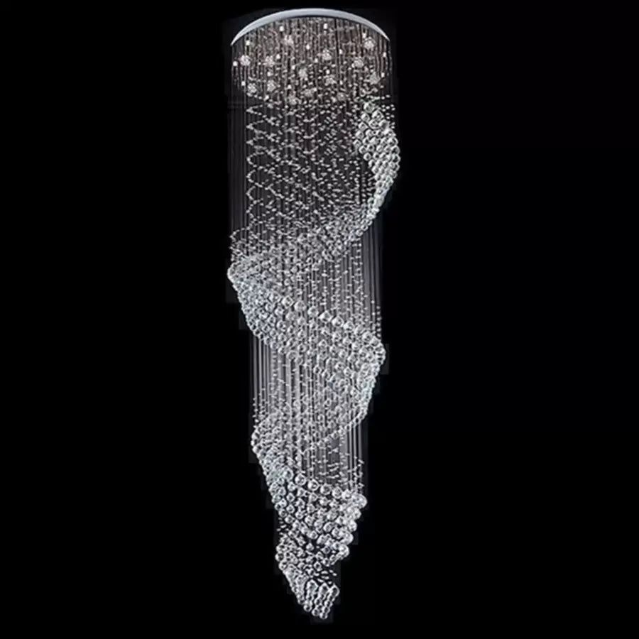 Candelabru Cristal LED 13 xGU10 Meili Crom, Diametru 80cm, Inaltime 240cm, Model Scara Candelabre Cristal Default Title Alessandro Design