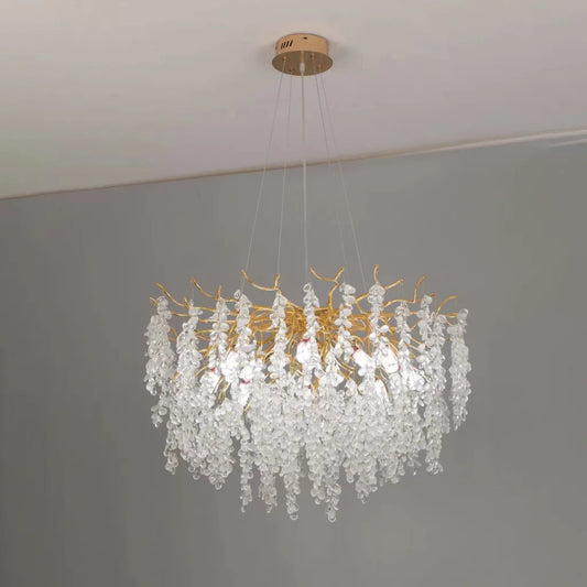Candelabru Cristal WALTZ Cascade, 6xG9, Auriu, diametru 45cm, Inaltime Reglabila Candelabre Cristal Default Title Alessandro Design