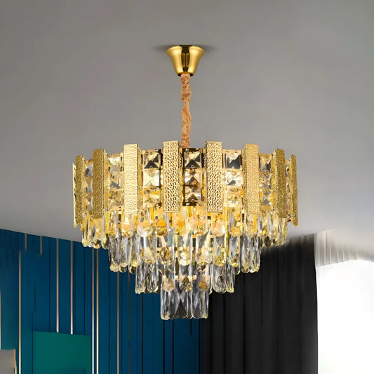 Candelabru Cristal PELES Nobile 4xE14, Diametru 40cm, Auriu Lucios, Inaltime Reglabila Candelabre Cristal Default Title Alessandro Design