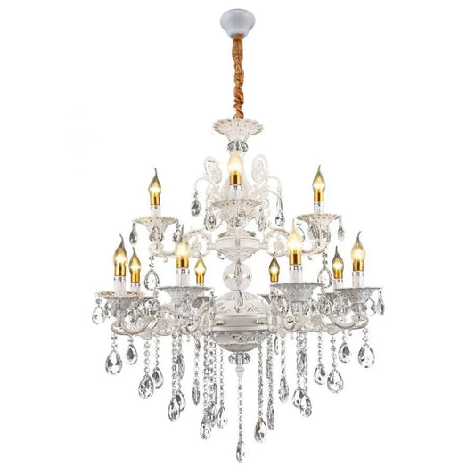 Candelabru SANSSOUCI Royal 12xE14 Metal si Cristal Inaltime Reglabila Alb si Argintiu Candelabre Cristal Default Title Alessandro Design