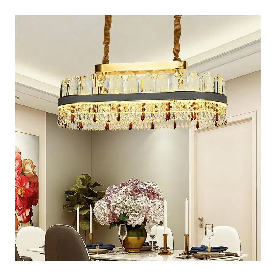Candelabru LED Pollux cu Telecomanda, 156W, Diametru 80cm, Auriu, Cristal, Dimabila Candelabre Cristal Default Title Alessandro Design
