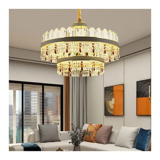 Candelabru LED Pollux cu Telecomanda, 300W, Diametru 75cm Auriu, Cristal, Dimabila Candelabre Cristal Default Title Alessandro Design