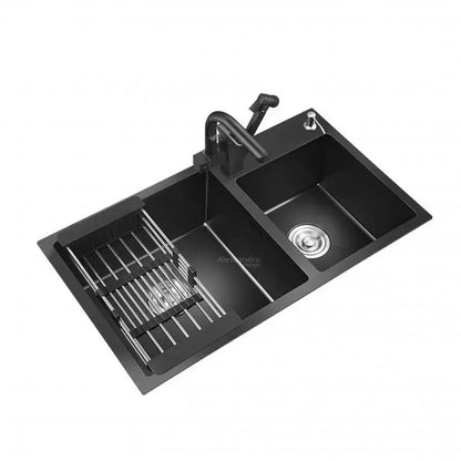Chiuveta Bucatarie Inox, 75x45x21 cm, Cu accesorii, Negru Grafit Default Title Alessandro Design
