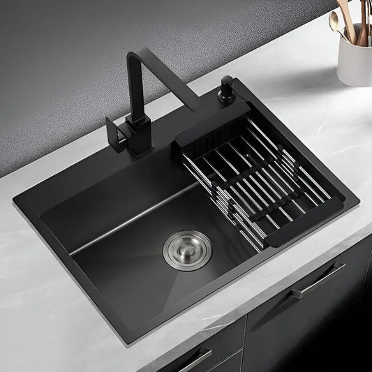 Chiuveta Bucatarie Inox 75x40x21 cm Negru Grafit Chiuvete Default Title Alessandro Design