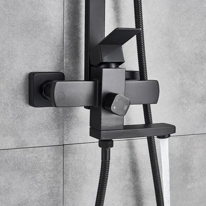 SET Coloana de dus, Inox, Para Patrata, Efect Ploaie, 3 Functii, Montare Pe Perete, Negru Satin, Accesorii Incluse, HS007 Baterii & Coloane de Duș Default Title Alessandro Design