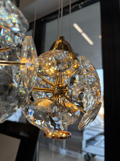 Candelabru Cristal LED KILKENNY Culmino, 144W, Lumina Neutra, Diametru 60cm, Auriu Candelabre Moderne Default Title Alessandro Design