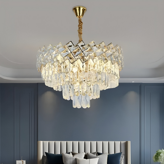 Candelabru Cristal WINDSOR Nobile 5xE14, Diametru 39cm, Auriu Lucios, Inaltime Reglabila Candelabre Cristal Default Title Alessandro Design
