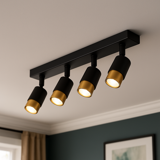 Proiector LED cu 4xGU10 Proiectoare, Auriu, Metal și Acril Lustre cu bec moderne Default Title Alessandro Design
