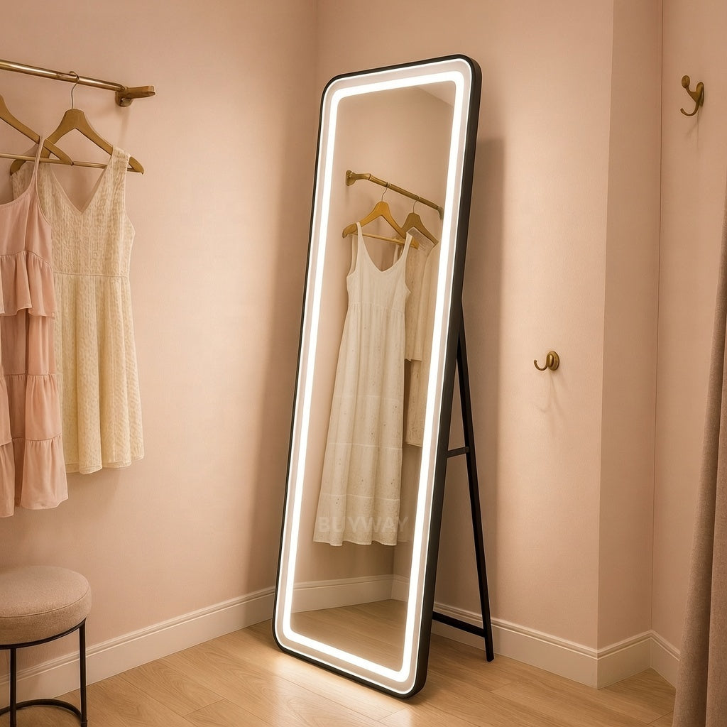 Oglinda LED Rectangulara, Rama Neagra, 50x160cm, Dimabila, Lumina Rece/Calda/Neutra, Dressing Couture Oglinzi Dressing Default Title Alessandro Design